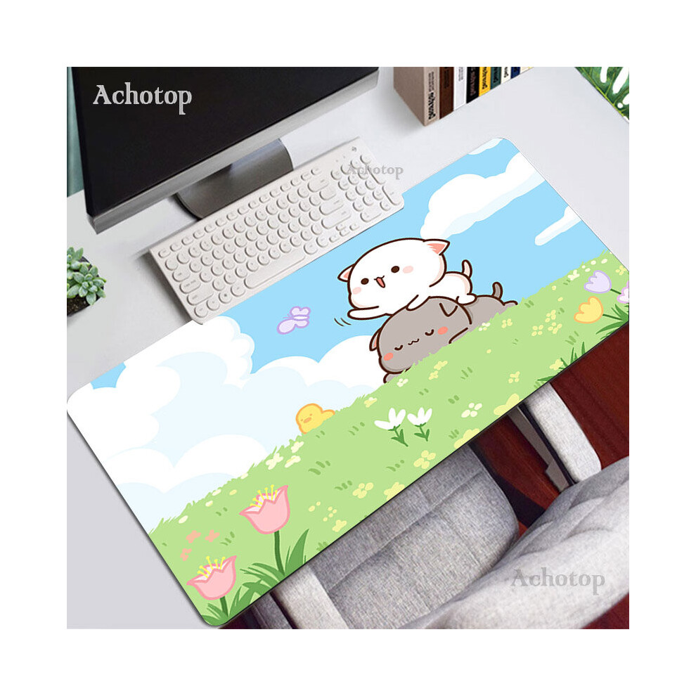 (A-Navy 400X800x2mm) Mochi Cat Mouse Pad Cute Gaming Accessories Desk Mat Pc Gamer Keyboard Mouse Mats Kawaii Deskmat Laptop Mousepad Rug X Blue/Peach 4855357806272