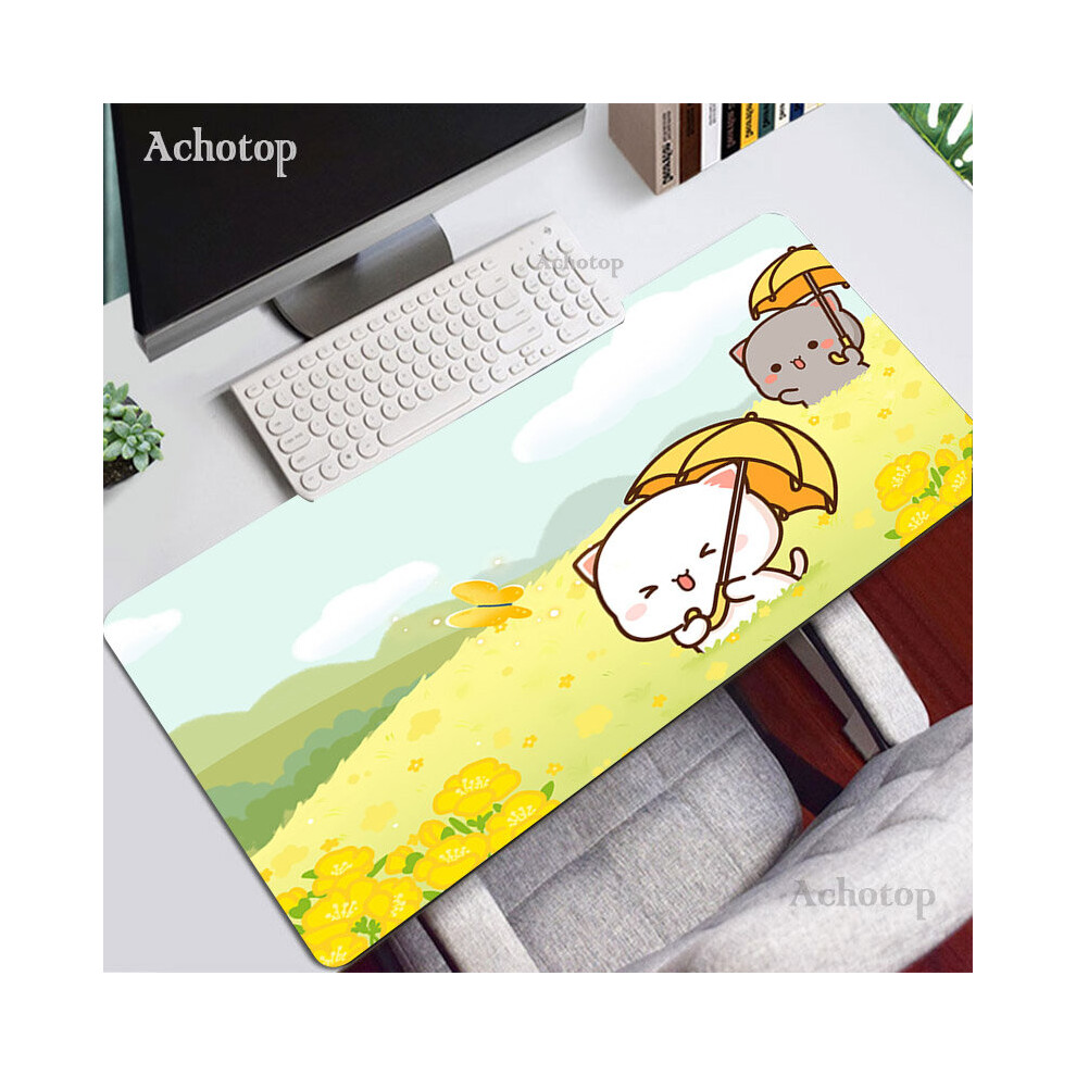 (A- 500X1000x3mm) Mochi Cat Mouse Pad Cute Gaming Accessories Desk Mat Pc Gamer Keyboard Mouse Mats Kawaii Deskmat Laptop Mousepad Rug Dark/Grey/Peach 4855357805794