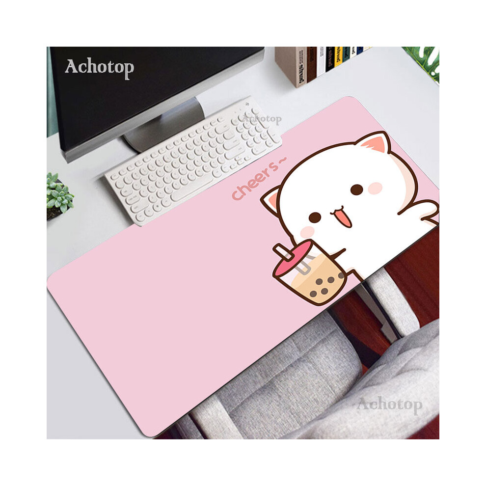 (A- 550X1000x3mm) Mochi Cat Mouse Pad Cute Gaming Accessories Desk Mat Pc Gamer Keyboard Mouse Mats Kawaii Deskmat Laptop Mousepad R Light/Yellow/Peach 4855357806197