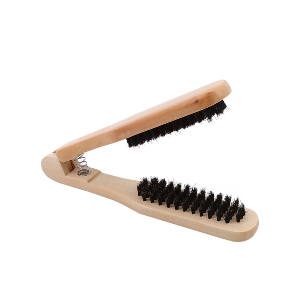 Dechoicelife Hairdressing Straightener Nylon Hair Straightening Double Brushes V Shape Comb Clamp Not Hurt Styling Tools