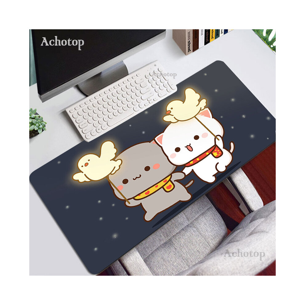(A-Bean Paste 400X900x4mm) Mochi Cat Mouse Pad Cute Gaming Accessories Desk Mat Pc Gamer Keyboard Mouse Mats Kawaii Deskmat Laptop Mousepad Rug Peach 4855357805138