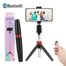 (a-Y9 Black) 3 In 1 Wireless Bluetooth Selfie Stick Universal Tripod Phone Holder With Wireless Bluetooth Remote For IPhone Xiaomi