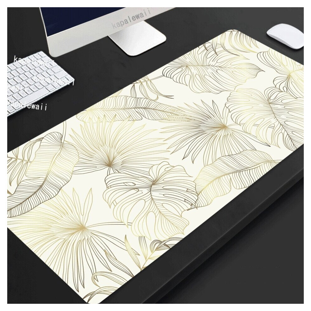 (A-Khaki Xxl 400X900x4mm) Leaf Plant Mouse Pad Gamer Large Home Mousepad Xxxl 100X50 Keyboard Pad Desk Mats Anti Slip Natural Rubber Office Mice Green 4855357800560