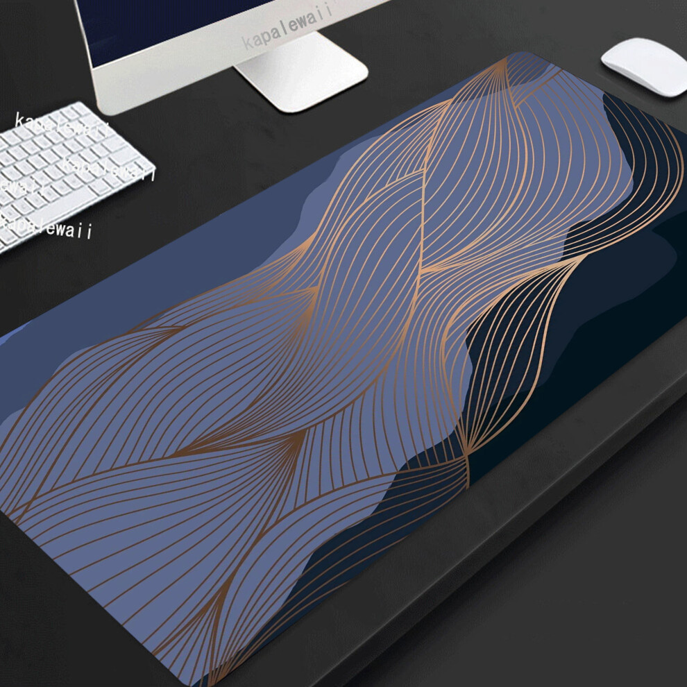 (A-Navy Xxl 400X900x4mm) Leaf Plant Mouse Pad Gamer Large Home Mousepad Xxxl 100X50 Keyboard Pad Desk Mats Anti Slip Natural Rubber Office Blue/Green 4855357801048