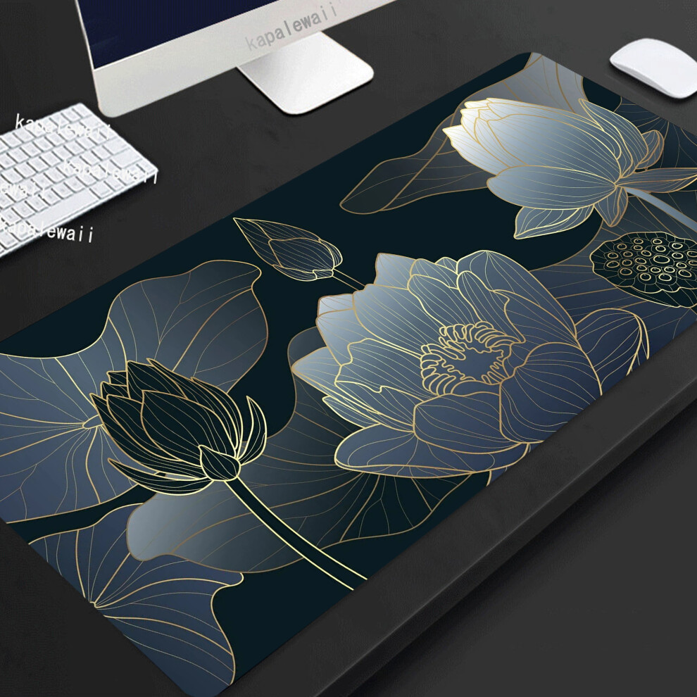 (A- Xxxl 500X1000x3mm) Leaf Plant Mouse Pad Gamer Large Home Mousepad Xxxl 100X50 Keyboard Pad Desk Mats Anti Slip Natural Rubber Office Sky Blue/Green 4855357801697