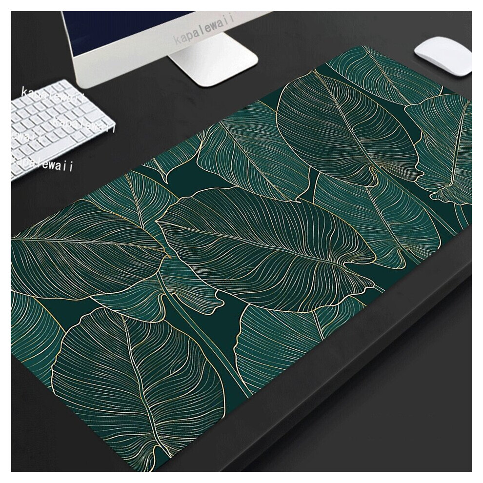 (A-Royal Xxl 400X900x4mm) Leaf Plant Mouse Pad Gamer Large Home Mousepad Xxxl 100X50 Keyboard Pad Desk Mats Anti Slip Natural Rubber Office Blue/Green 4855357801529