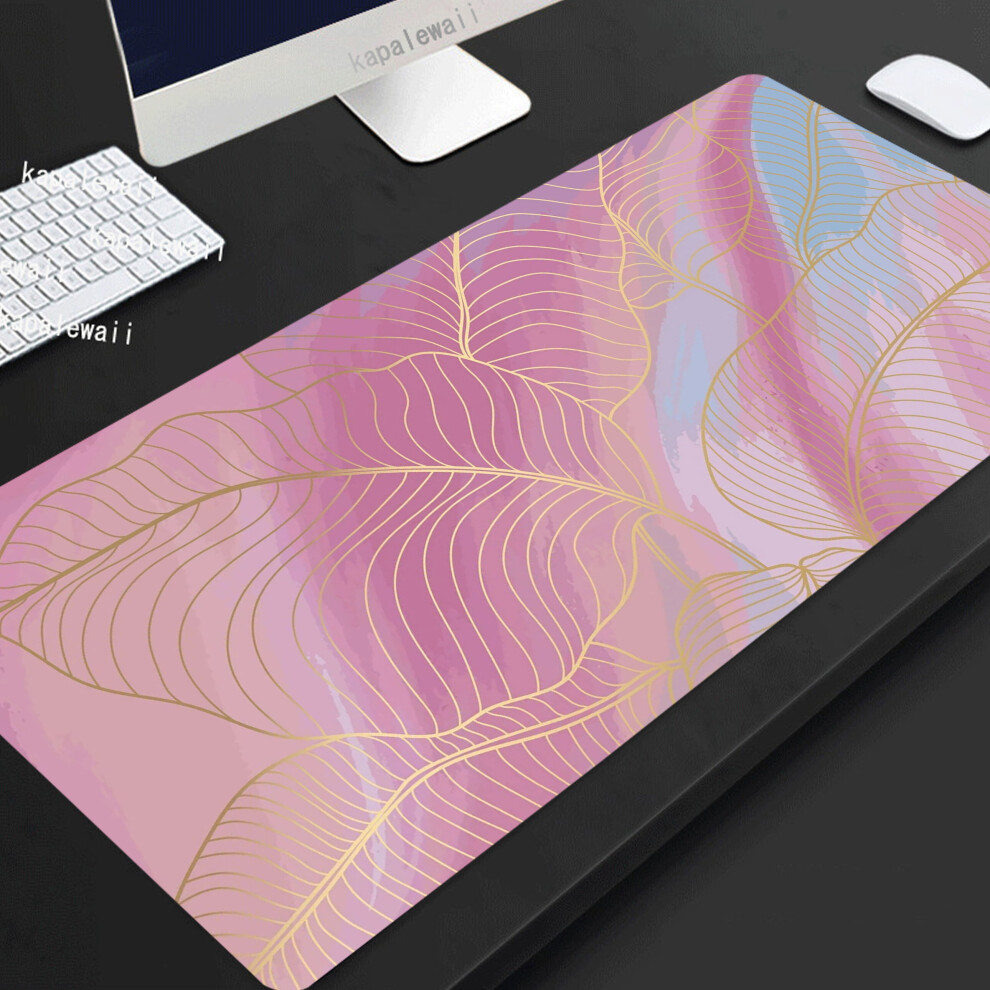 (A-Bean Paste Xxl 400X900x4mm) Leaf Plant Mouse Pad Gamer Large Home Mousepad Xxxl 100X50 Keyboard Pad Desk Mats Anti Slip Natural Rubber Office Green 4855357799604