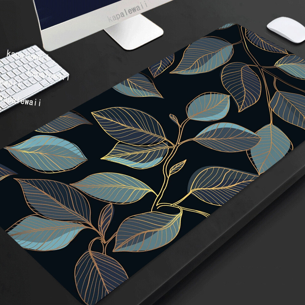 (A- Xxxl 550X1000x3mm) Leaf Plant Mouse Pad Gamer Large Home Mousepad Xxxl 100X50 Keyboard Pad Desk Mats Anti Slip Natural Rubber Office Mi White/Green 4855357801864
