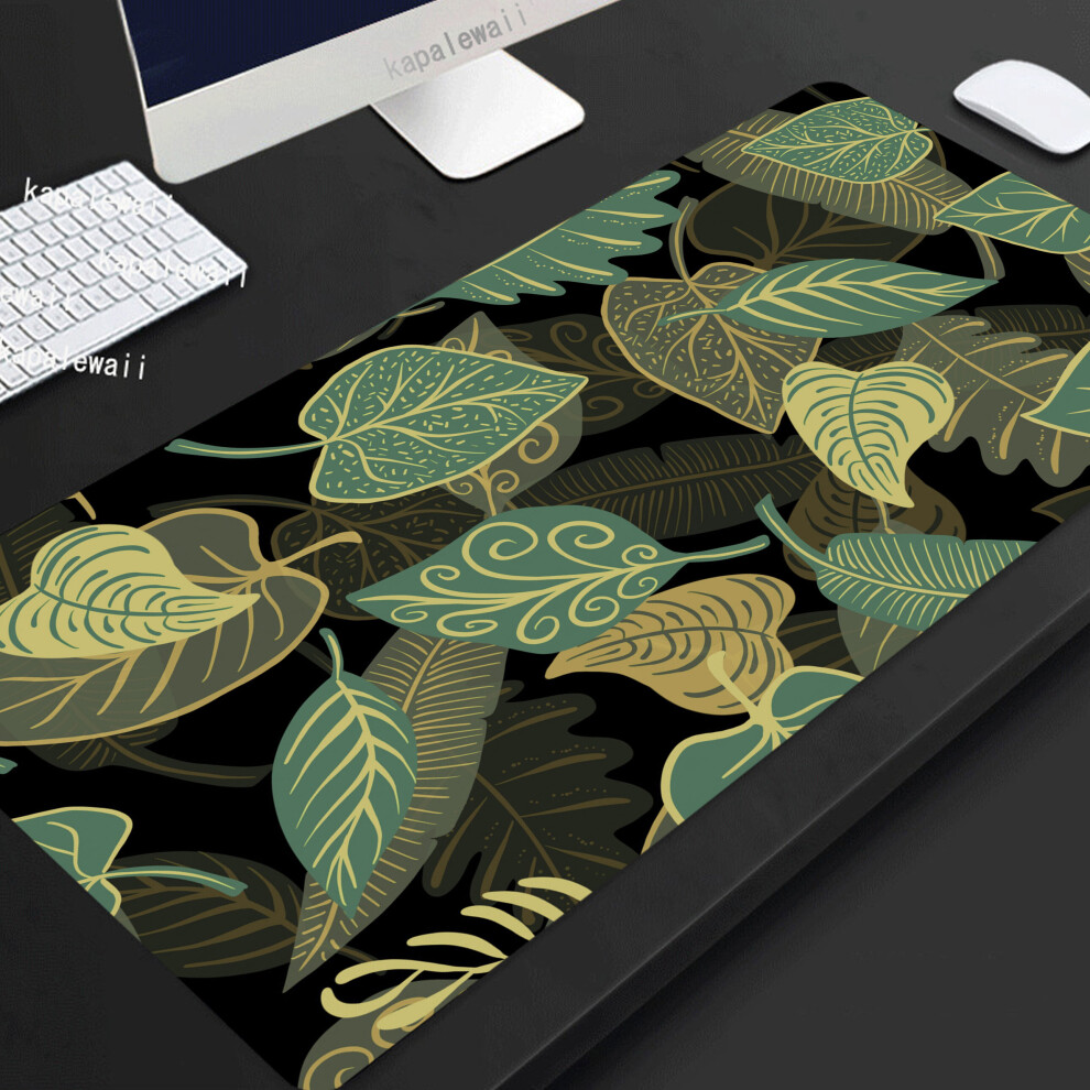 (A- Xxxl 550X1000x3mm) Leaf Plant Mouse Pad Gamer Large Home Mousepad Xxxl 100X50 Keyboard Pad Desk Mats Anti Slip Natural Rubber Off Light/Green 4855357800744