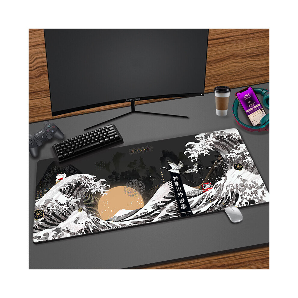 (A-Ly007899 (8) 500X1000x3mm) Japanese Fuji Mouse Pad And Deskmat Rubber Non-Slip Speed Large Gaming Mousepad Xxl Gamer Laptop Keyboard Pa Black/White 4855357939178