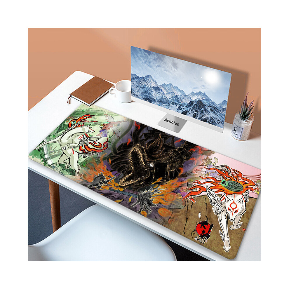 (A-Royal 300X600x3mm) Large Japaneseâ Game Mouse Pad Okami Mousepad Xxl Mouse Mat Natural Rubber Carpet Company Dog Desk Mat 100X50cm Big Keyboar Blue 4855357774151