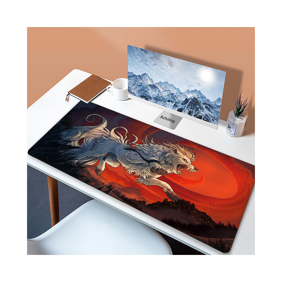 (A-Ocean 300X700x3mm) Large Japaneseâ Game Mouse Pad Okami Mousepad Xxl Mouse Mat Natural Rubber Carpet Company Dog Desk Mat 100X50cm Big Keyboar Blue 4855357773697