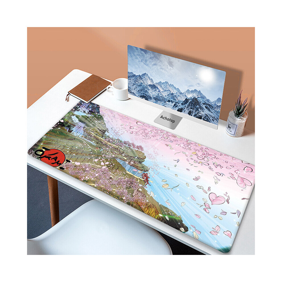 (A- 300X600x3mm) Large Japaneseâ Game Mouse Pad Okami Mousepad Xxl Mouse Mat Natural Rubber Carpet Company Dog Desk Mat 100X50cm Big Keyboa Light/Green 4855357773314