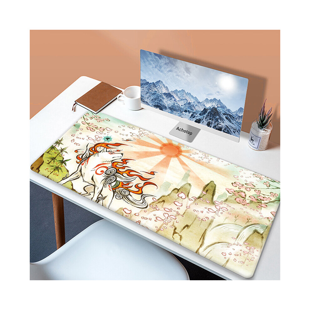 (A- 300X600x2mm) Large Japaneseâ Game Mouse Pad Okami Mousepad Xxl Mouse Mat Natural Rubber Carpet Company Dog Desk Mat 100X50cm Big Keyboard Pa Orange 4855357773901