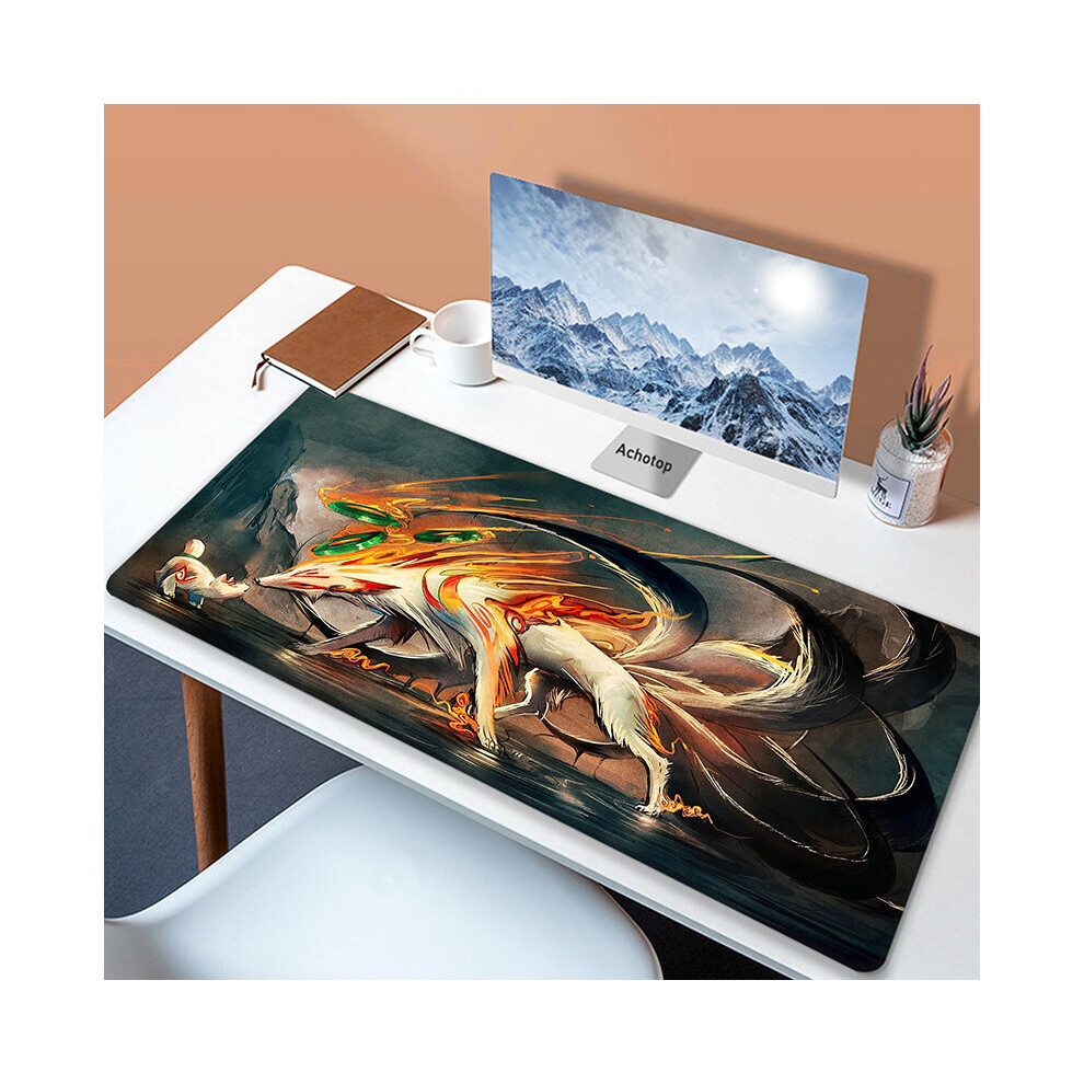 (A-Olive 400X900x2mm) Large Japaneseâ Game Mouse Pad Okami Mousepad Xxl Mouse Mat Natural Rubber Carpet Company Dog Desk Mat 100X50cm Big Keyboa Green 4855357773840