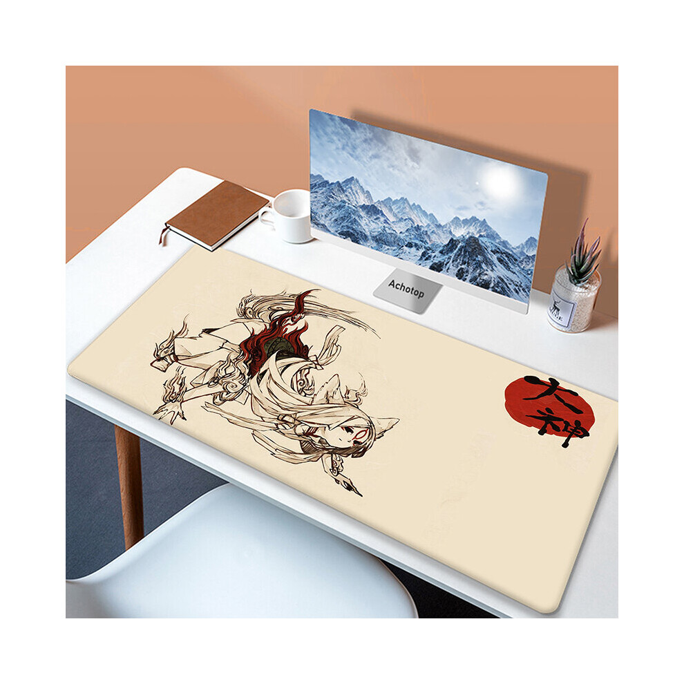(A- 400X900x3mm) Large Japaneseâ Game Mouse Pad Okami Mousepad Xxl Mouse Mat Natural Rubber Carpet Company Dog Desk Mat 100X50cm Big Keyboar Dark/Brown 4855357772775