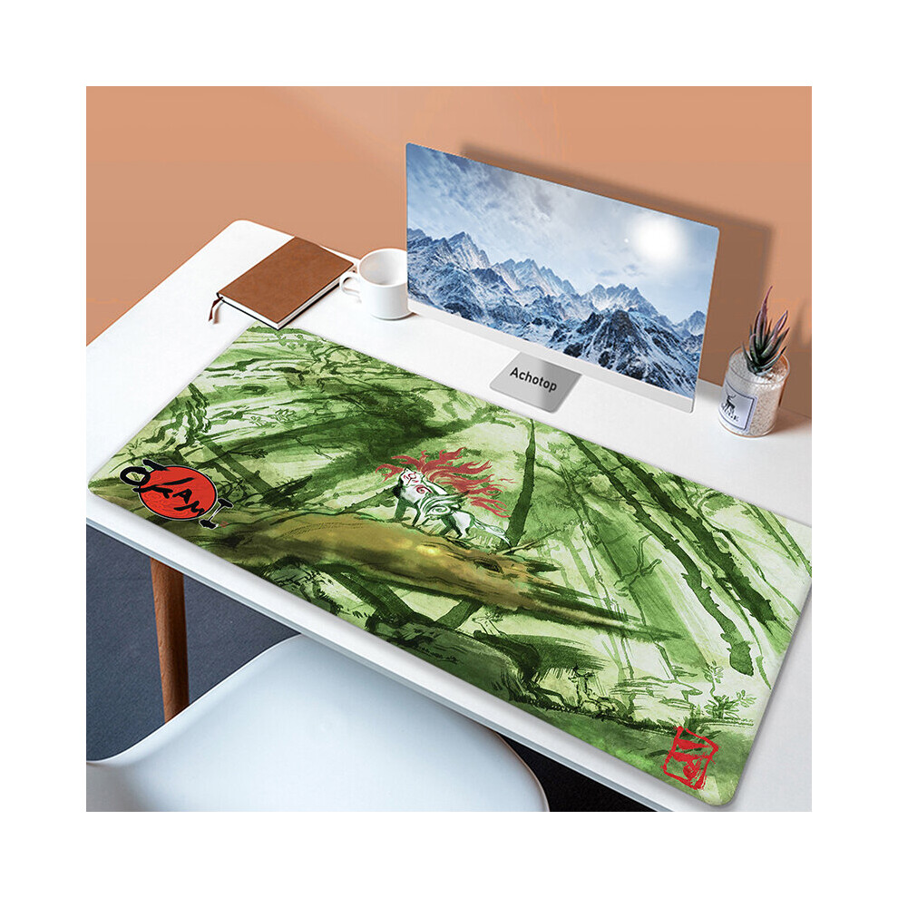 (A- 550X1000x3mm) Large Japaneseâ Game Mouse Pad Okami Mousepad Xxl Mouse Mat Natural Rubber Carpet Company Dog Desk Mat 100X50cm Big Keyboar Dark/Grey 4855357773055