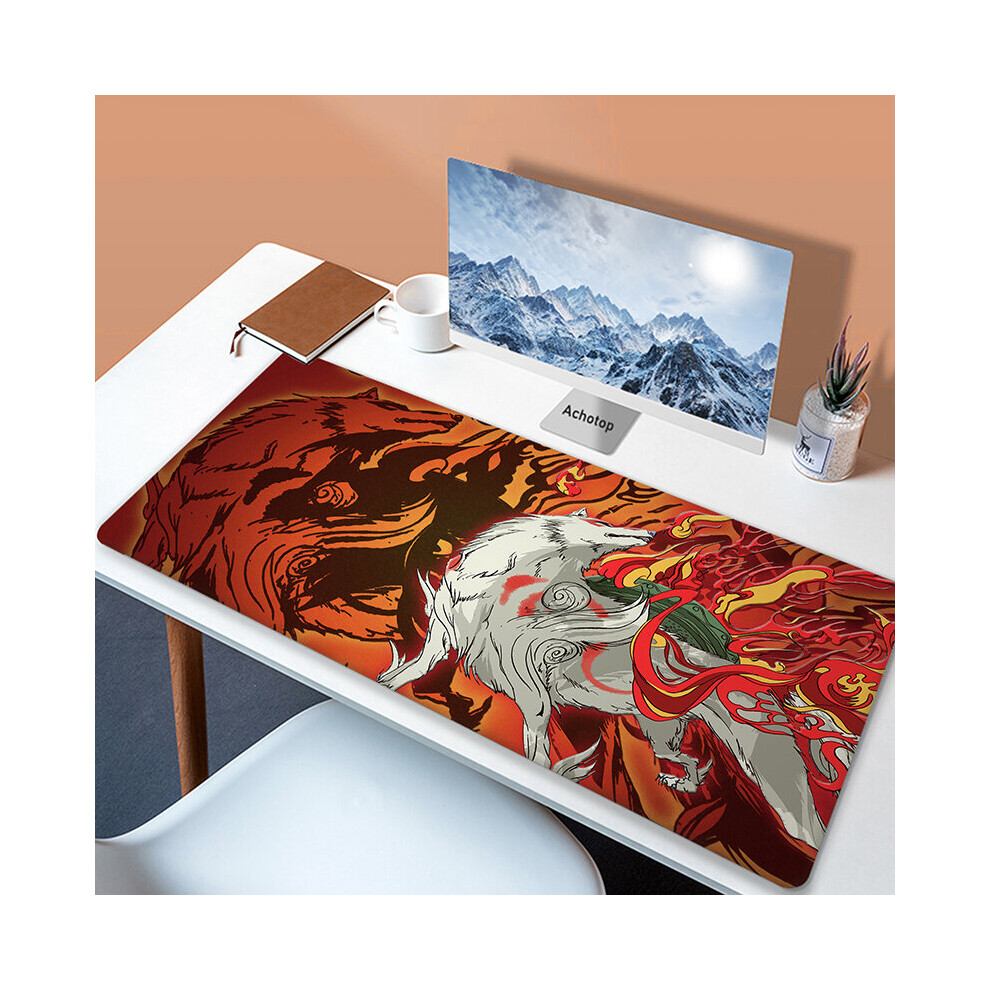 (A-Navy 550X1000x3mm) Large Japaneseâ Game Mouse Pad Okami Mousepad Xxl Mouse Mat Natural Rubber Carpet Company Dog Desk Mat 100X50cm Big Keyboar Blue 4855357773659