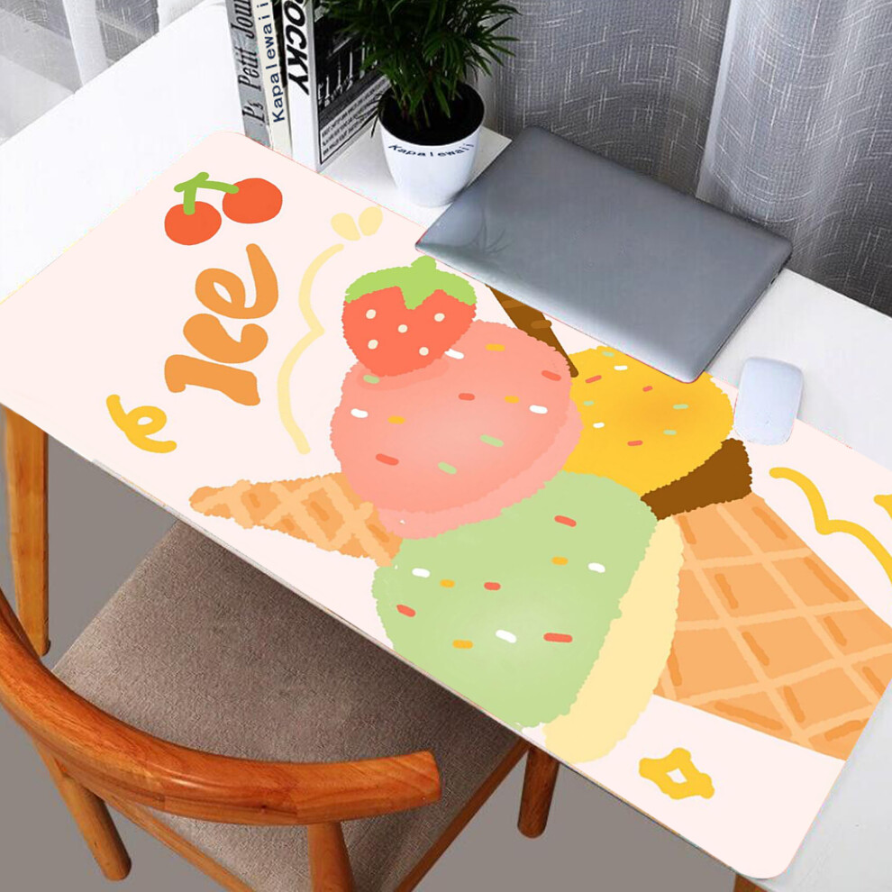 (A-Khaki L 300X800x3mm) Large Mouse Pad Strawberry Milk Kawaii Large Mousepad Cartoon Computer Keyboard Mat Mousepad Desk Mat Office Xxl Pc Table Pad 4855357943670