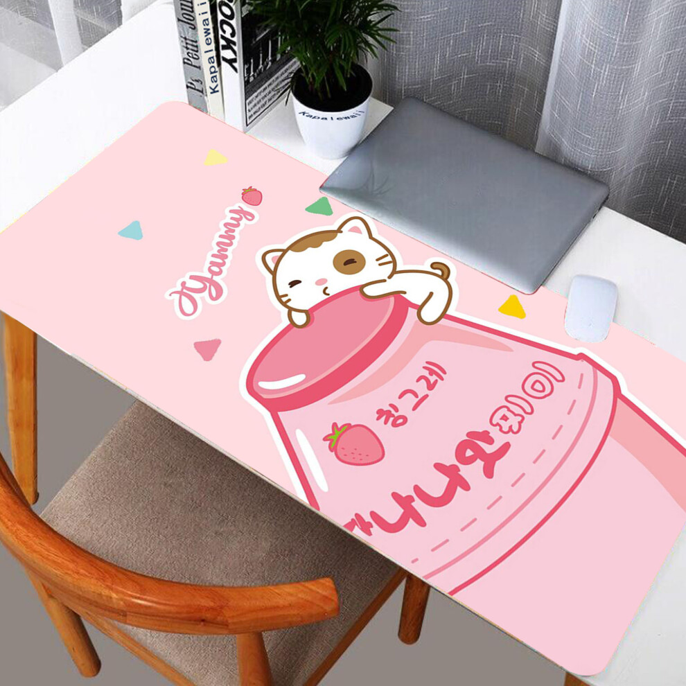 (A-Ocean Xxl 400X900x3mm) Large Mouse Pad Strawberry Milk Kawaii Large Mousepad Cartoon Computer Keyboard Mat Mousepad Desk Mat Office Xxl Pc Tab Blue 4855357944431