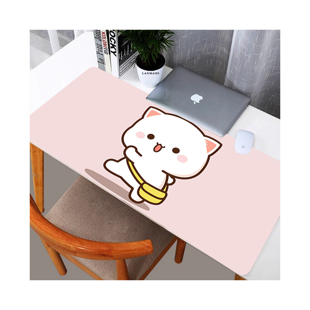 (A-Fj004473 300X800x3mm) Mochi Cat Xxl Mouse Pad Gamer Mausepad Non-Slip Mat Gaming Keyboard Deskmat Pc Accessories Mousepad Mats Cabinet P Pink/Peach 4855357779149
