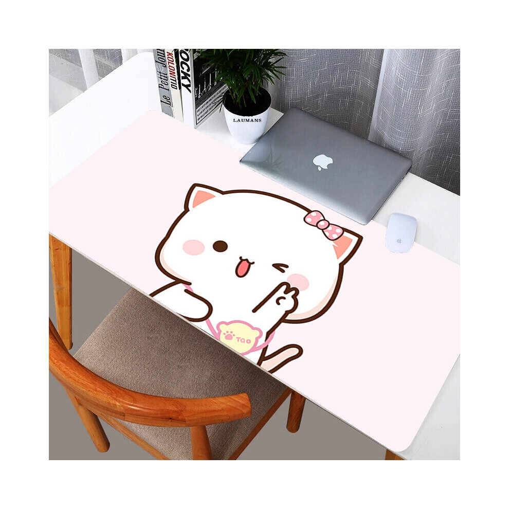 (A-Fj004471 300X800x3mm) Mochi Cat Xxl Mouse Pad Gamer Mausepad Non-Slip Mat Gaming Keyboard Deskmat Pc Accessories Mousepad Mats Cabinet P Pink/Peach 4855357778920