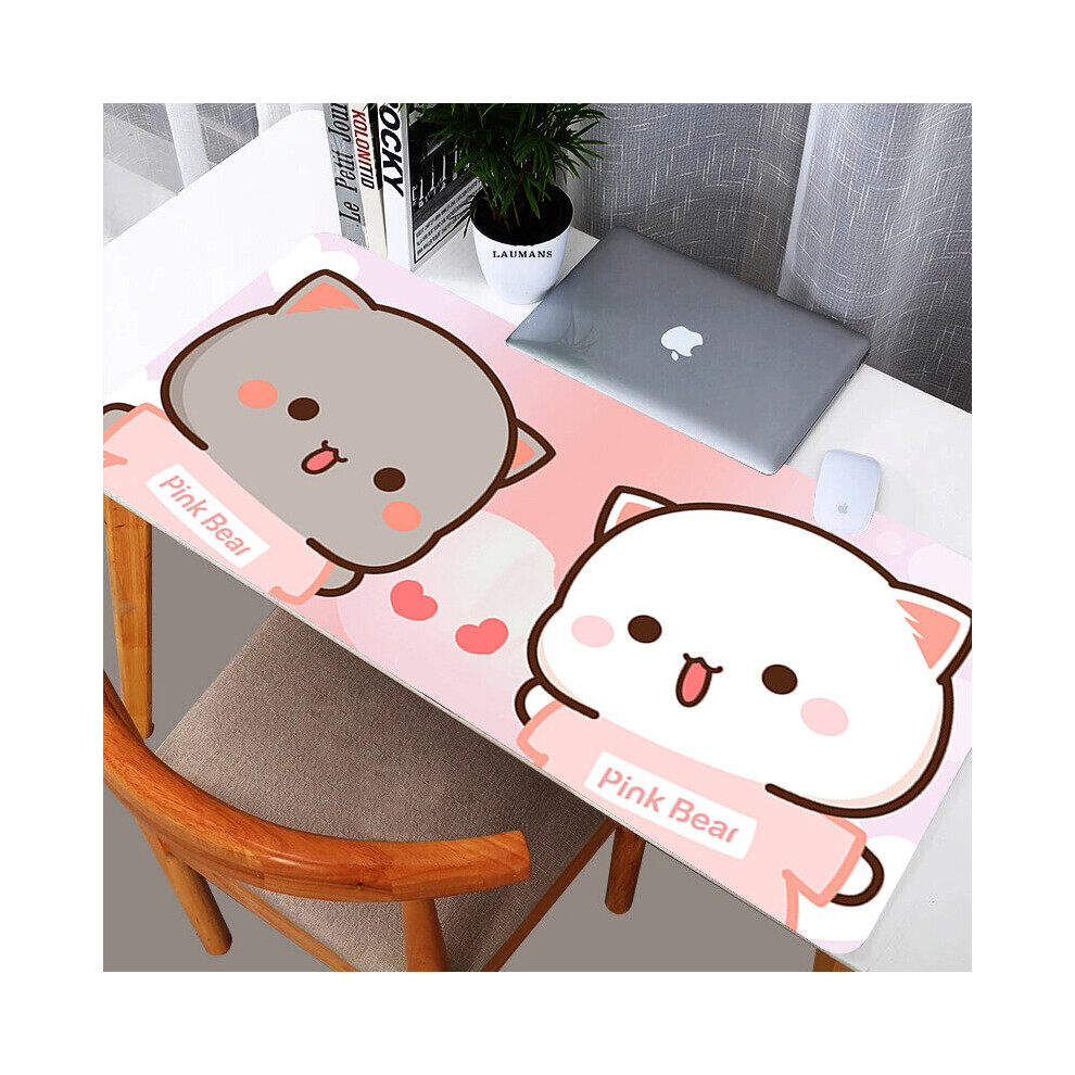(A-Fj004475 300X800x3mm) Mochi Cat Xxl Mouse Pad Gamer Mausepad Non-Slip Mat Gaming Keyboard Deskmat Pc Accessories Mousepad Mats Cabinet P Pink/Peach 4855357779255
