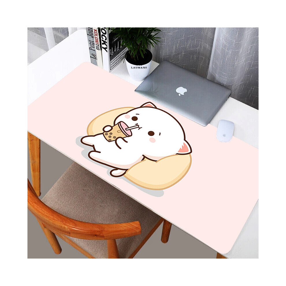 (A-Fj004472 300X800x3mm) Mochi Cat Xxl Mouse Pad Gamer Mausepad Non-Slip Mat Gaming Keyboard Deskmat Pc Accessories Mousepad Mats Cabinet P Pink/Peach 4855357779033