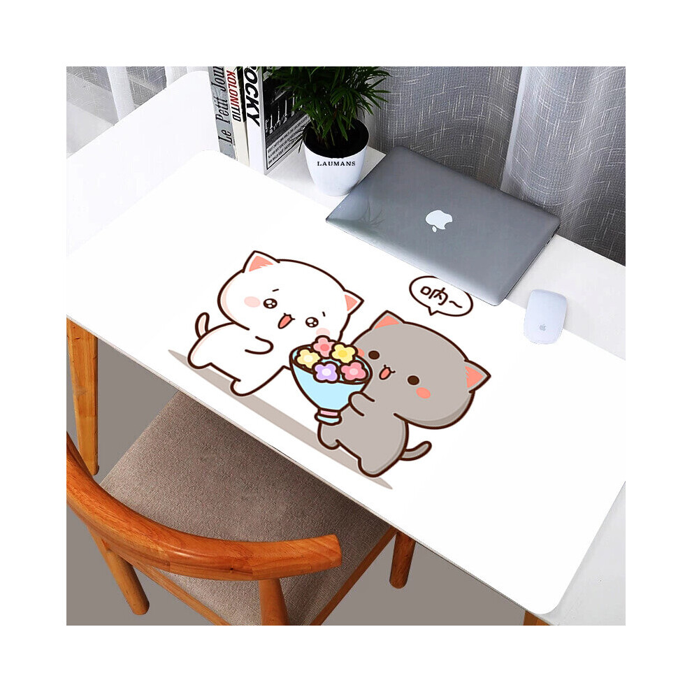 (A-Fj004463 300X800x3mm) Mochi Cat Xxl Mouse Pad Gamer Mausepad Non-Slip Mat Gaming Keyboard Deskmat Pc Accessories Mousepad Mats Cabinet P Pink/Peach 4855357778265
