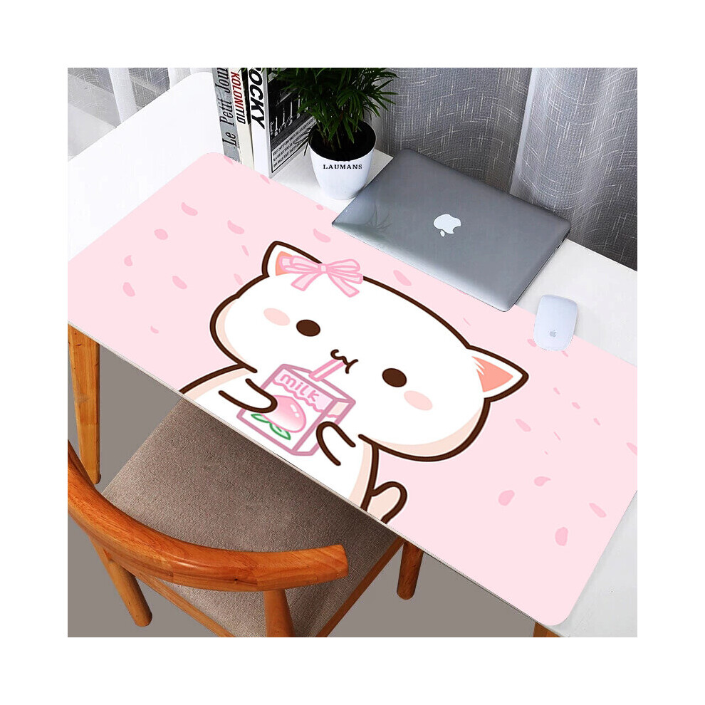 (A-Hc004103 300X800x3mm) Mochi Cat Xxl Mouse Pad Gamer Mausepad Non-Slip Mat Gaming Keyboard Deskmat Pc Accessories Mousepad Mats Cabinet P Pink/Peach 4855357779910