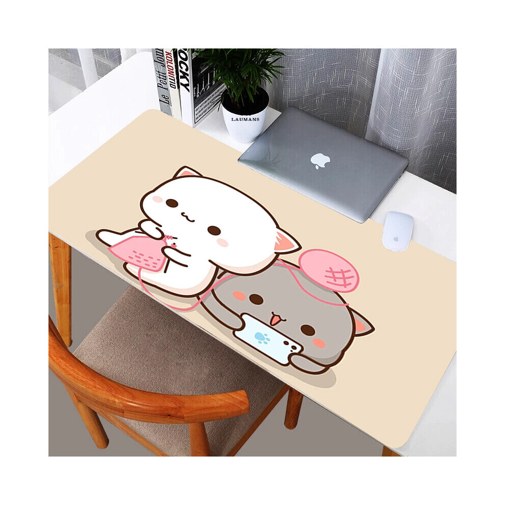 (A-Hc004114 300X800x3mm) Mochi Cat Xxl Mouse Pad Gamer Mausepad Non-Slip Mat Gaming Keyboard Deskmat Pc Accessories Mousepad Mats Cabinet P Pink/Peach 4855357780138