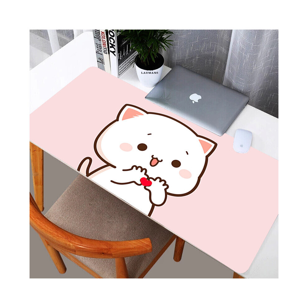 (A-Fj004477 300X800x3mm) Mochi Cat Xxl Mouse Pad Gamer Mausepad Non-Slip Mat Gaming Keyboard Deskmat Pc Accessories Mousepad Mats Cabinet P Pink/Peach 4855357779361