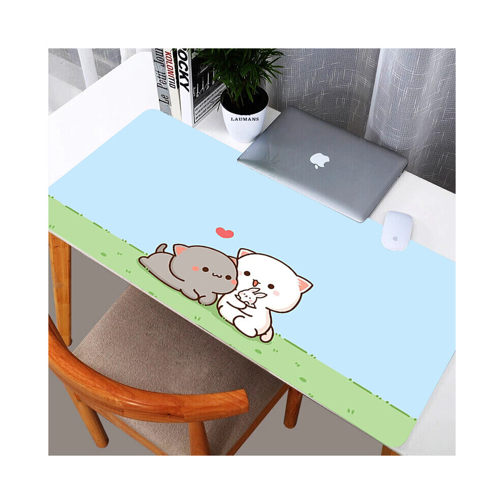 (A-Fj004478 300X800x3mm) Mochi Cat Xxl Mouse Pad Gamer Mausepad Non-Slip Mat Gaming Keyboard Deskmat Pc Accessories Mousepad Mats Cabinet P Pink/Peach 4855357779477
