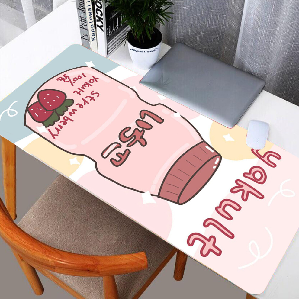 (A- Xxl 400X900x3mm) Large Mouse Pad Strawberry Milk Kawaii Large Mousepad Cartoon Computer Keyboard Mat Mousepad Desk Mat Office Xxl Pc Tab Dark/Brown 4855357943472