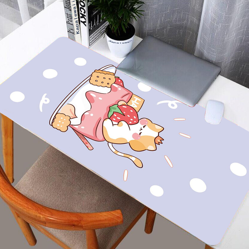 (A- Xxxl 500X1000x3mm) Large Mouse Pad Strawberry Milk Kawaii Large Mousepad Cartoon Computer Keyboard Mat Mousepad Desk Mat Office Xxl Pc Light/Green 4855357943977