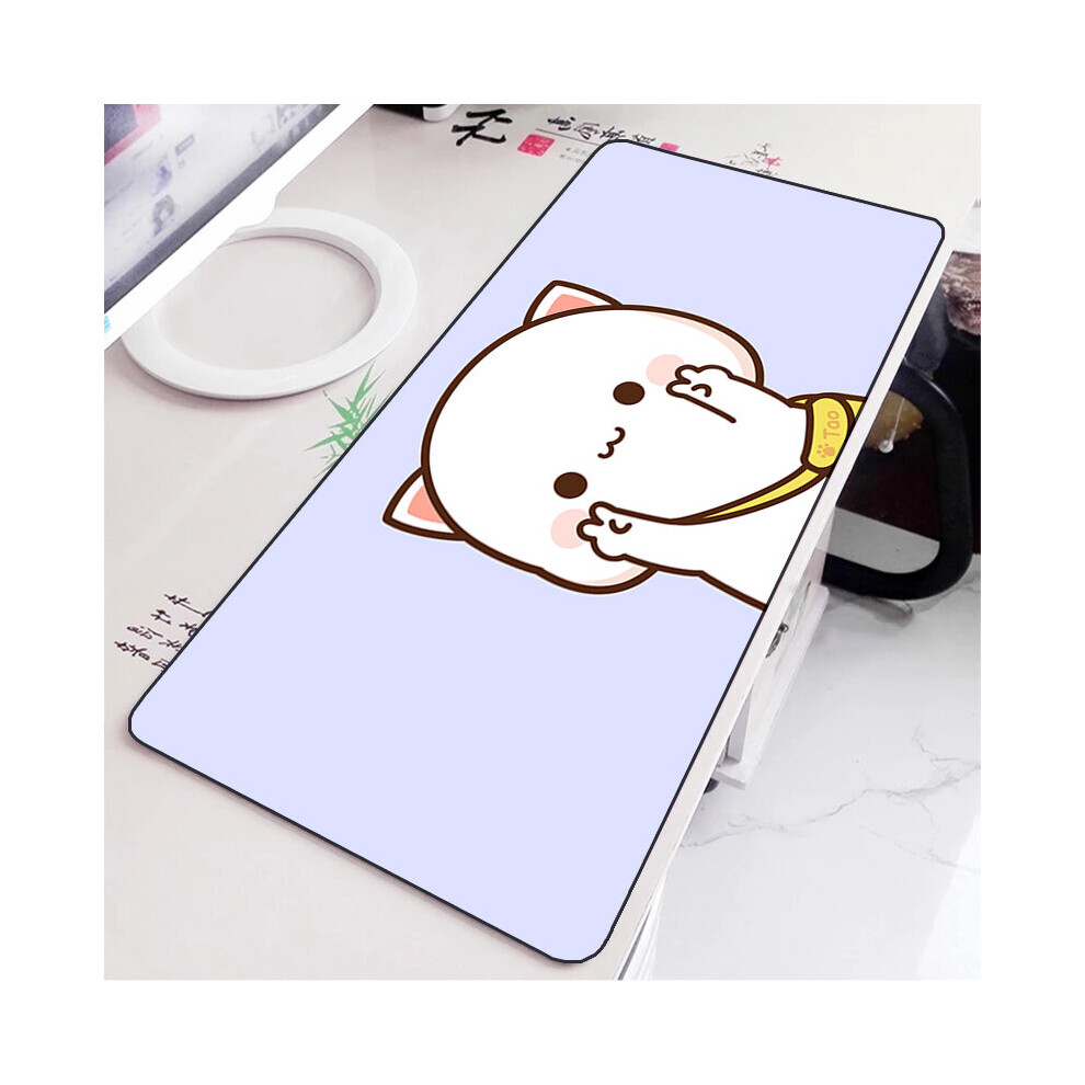 (A-Fj004462 300X800x3mm) Mochi Cat Cute Mouse Pad Gamer Deskmat Pc Accessories Gaming Mousepad Keyboard Mat Desk Protector Mats Anime Mause Pads Peach 4855357797051