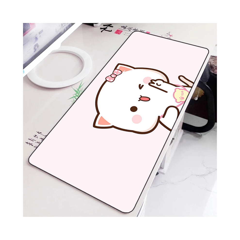 (A-Fj004471 300X800x3mm) Mochi Cat Cute Mouse Pad Gamer Deskmat Pc Accessories Gaming Mousepad Keyboard Mat Desk Protector Mats Anime Mause Pads Peach 4855357797389