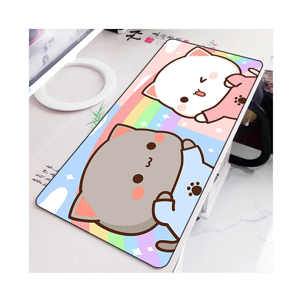 (A-Fj004476 300X700x2mm) Mochi Cat Cute Mouse Pad Gamer Deskmat Pc Accessories Gaming Mousepad Keyboard Mat Desk Protector Mats Anime Mause Pads Peach 4855357797907