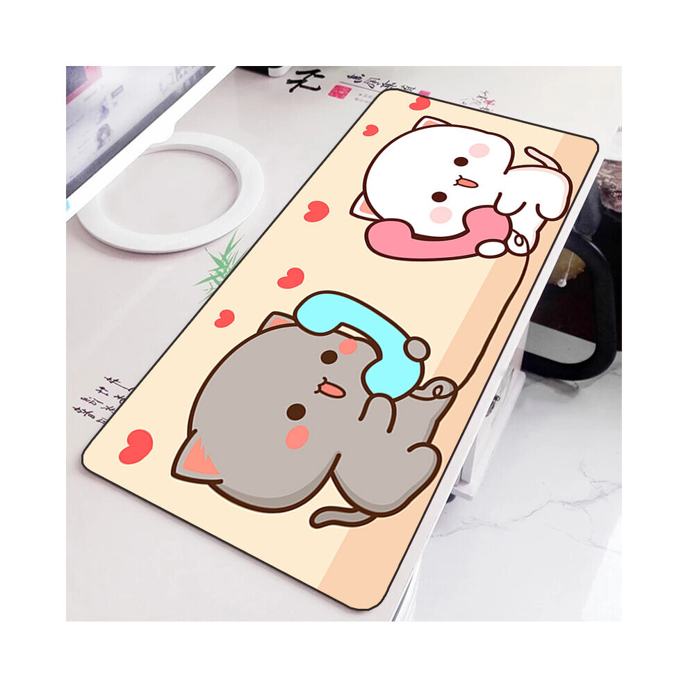 (A-Fj004455 300X800x3mm) Mochi Cat Cute Mouse Pad Gamer Deskmat Pc Accessories Gaming Mousepad Keyboard Mat Desk Protector Mats Anime Mause Pads Peach 4855357796948