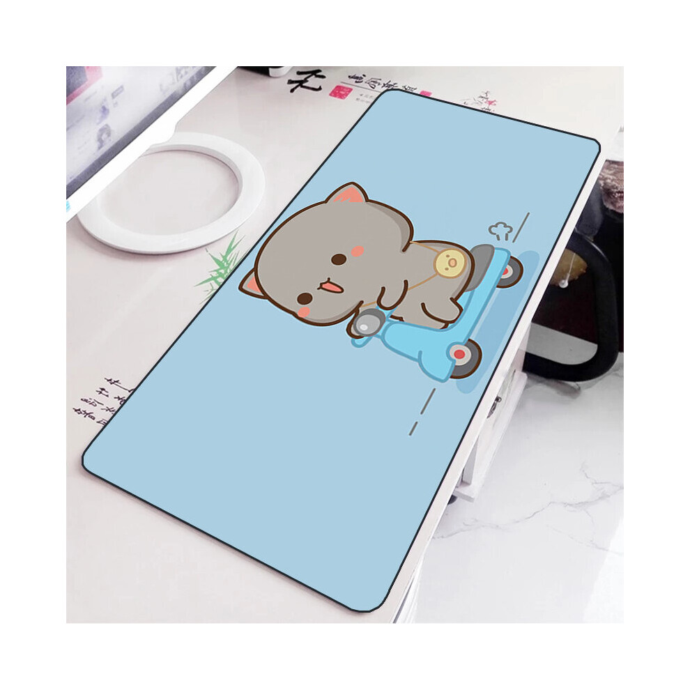 (A-Fj004464 400X900x2mm) Mochi Cat Cute Mouse Pad Gamer Deskmat Pc Accessories Gaming Mousepad Keyboard Mat Desk Protector Mats Anime Mause Pads Peach 4855357797198
