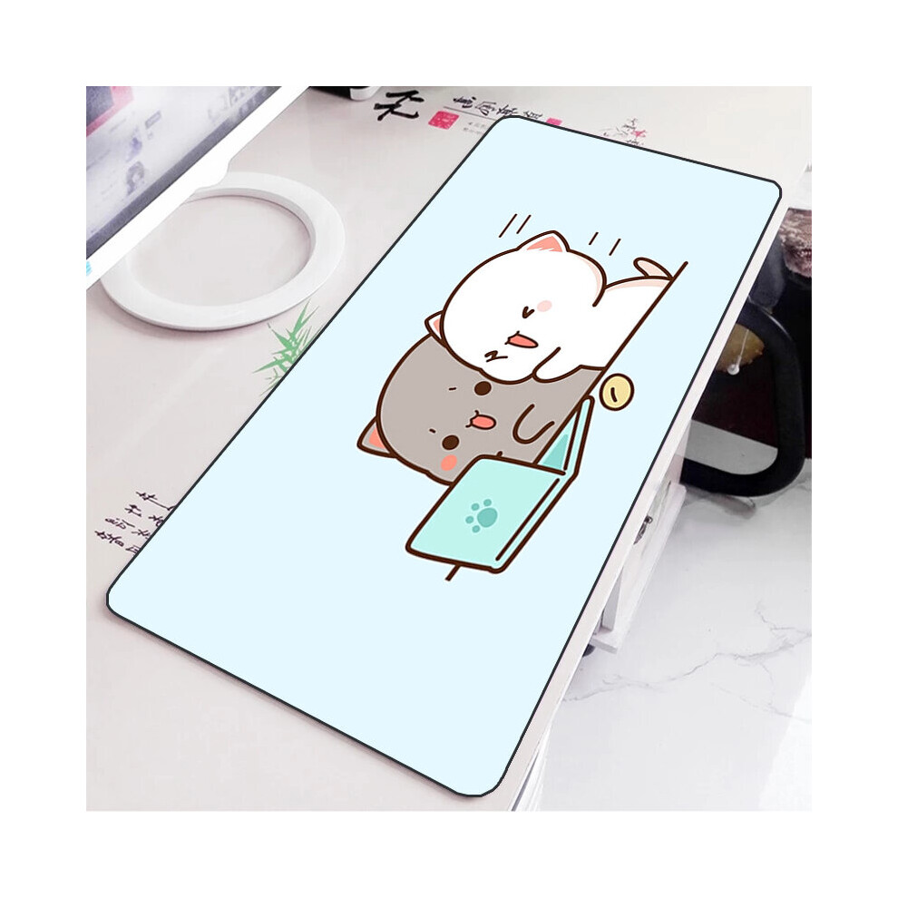 (A-Hc004096 400X900x2mm) Mochi Cat Cute Mouse Pad Gamer Deskmat Pc Accessories Gaming Mousepad Keyboard Mat Desk Protector Mats Anime Mause Pads Peach 4855357798515