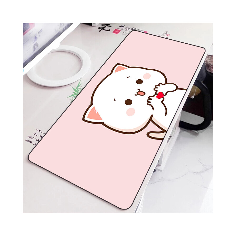 (A-Fj004477 400X900x2mm) Mochi Cat Cute Mouse Pad Gamer Deskmat Pc Accessories Gaming Mousepad Keyboard Mat Desk Protector Mats Anime Mause Pads Peach 4855357798072
