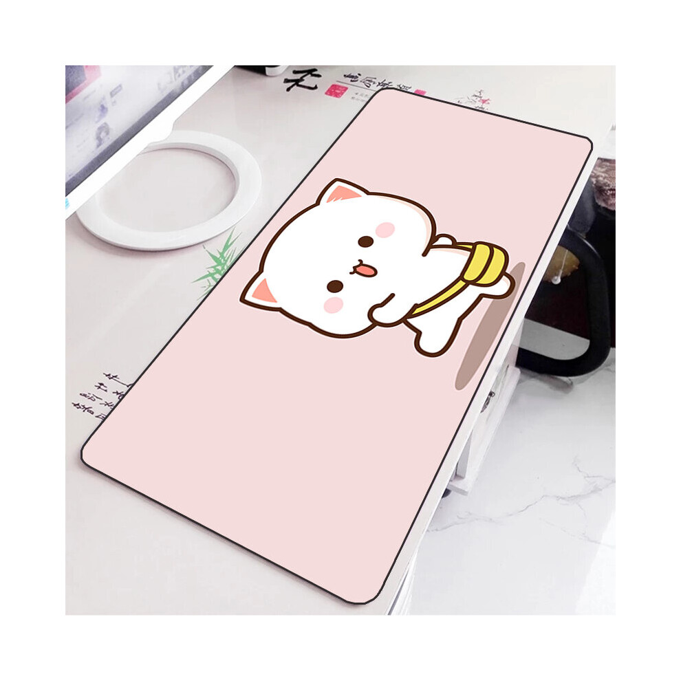 (A-Fj004473 400X900x2mm) Mochi Cat Cute Mouse Pad Gamer Deskmat Pc Accessories Gaming Mousepad Keyboard Mat Desk Protector Mats Anime Mause Pads Peach 4855357797631