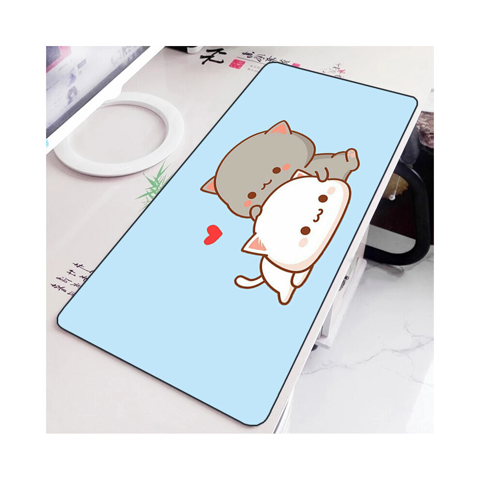 (A-Hc004434 400X900x3mm) Mochi Cat Cute Mouse Pad Gamer Deskmat Pc Accessories Gaming Mousepad Keyboard Mat Desk Protector Mats Anime Mause Pads Peach 4855357799291