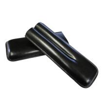 Quality Black Leather Twin Cigar Case