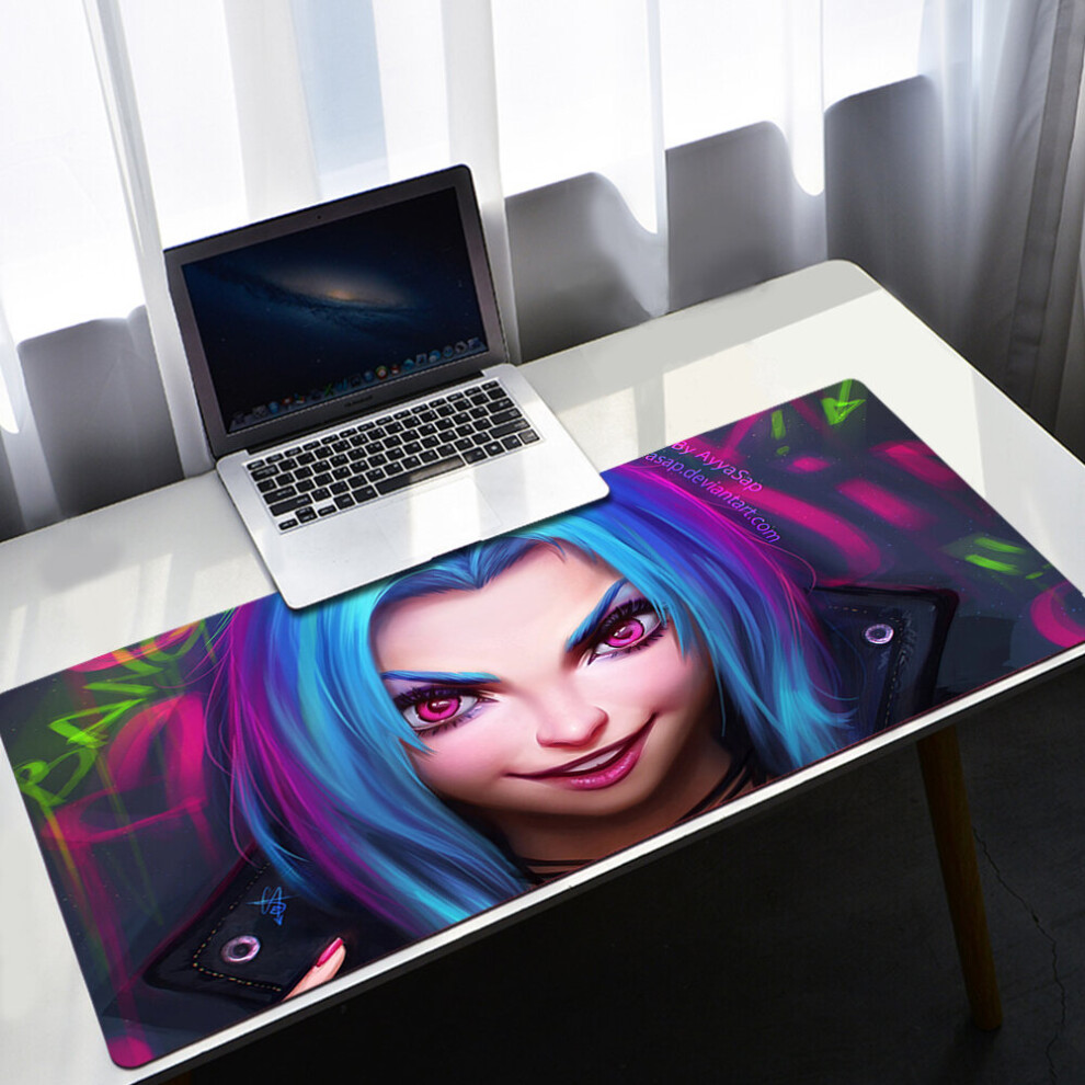 (A-A2 L 300X700x3mm) League Of Legends Large Jinx Mouse Pad Pc Gamer Cabinet Keyboard Deskmat Cartoon Arcane Gaming Accessories Computer Mousepad Xxl 4855358025818
