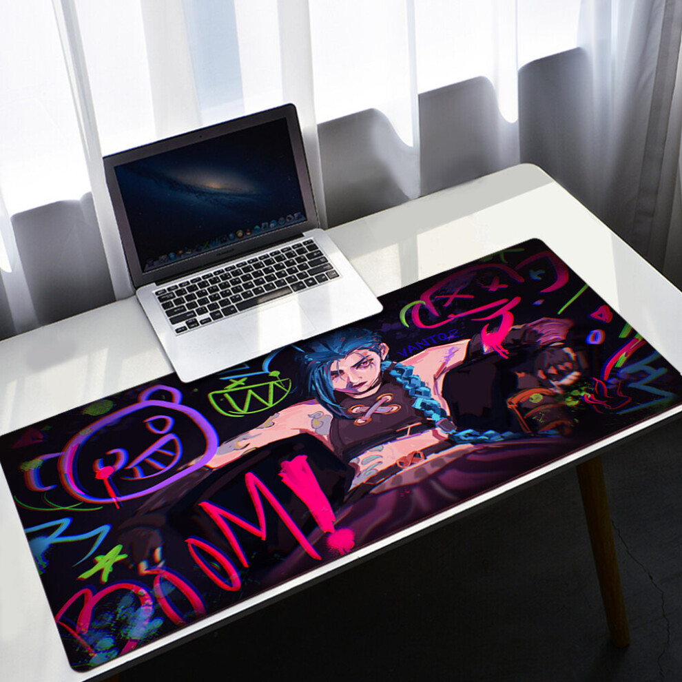 (A-A8 Xl 300X900x2mm) League Of Legends Large Jinx Mouse Pad Pc Gamer Cabinet Keyboard Deskmat Cartoon Arcane Gaming Accessories Computer Mousepad Xxl 4855358026723