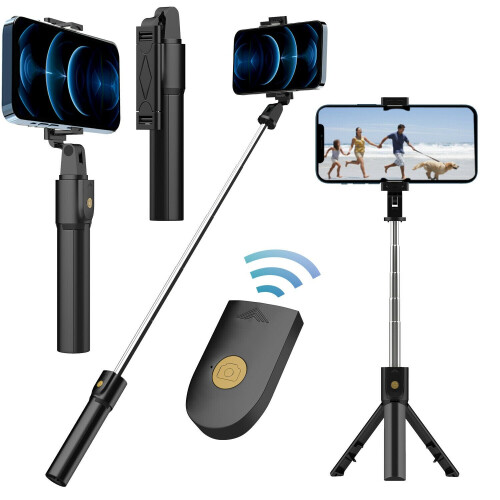 3 in 1 Wireless Bluetooth Selfie Stick for iphone 13 Pro  /Android Foldable Handheld Monopod Shutter Remote Extendable Tripod 1