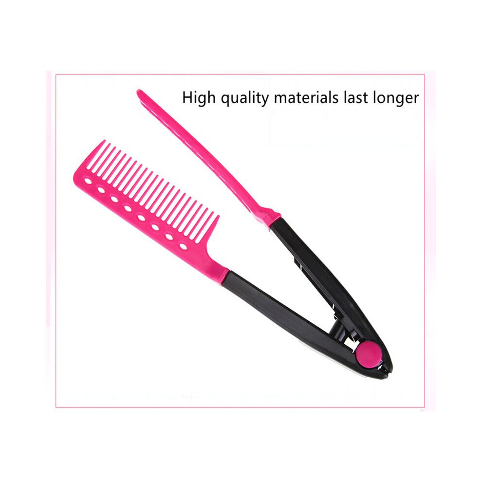 Dechoicelife Unisex Pink (A-) 1Pc Magic Handle Women V Type Hair Straightener Comb Folding Hair Sort Out Modeling Salon Hairdresser Combs Styling Tool T0658
