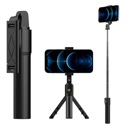 3 in 1 Wireless Bluetooth Selfie Stick for iphone 13 Pro  /Android Foldable Handheld Monopod Shutter Remote Extendable Tripod